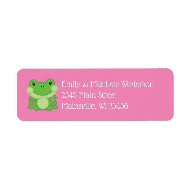 Etiqueta Frog Baby Shower Pink (Frente)