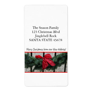 Etiqueta From our new address Christmas Wreath