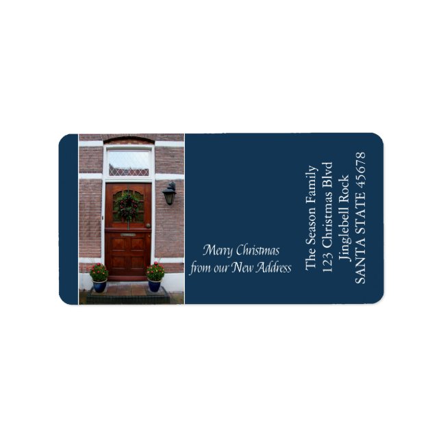 Etiqueta From our new address Christmas Wreath (Frente)