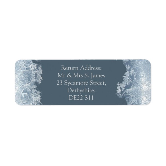 Etiqueta Frosted Blue Winter Wedding Custom (Frente)