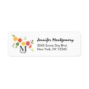 Etiqueta Frutas cítricas en acuarela