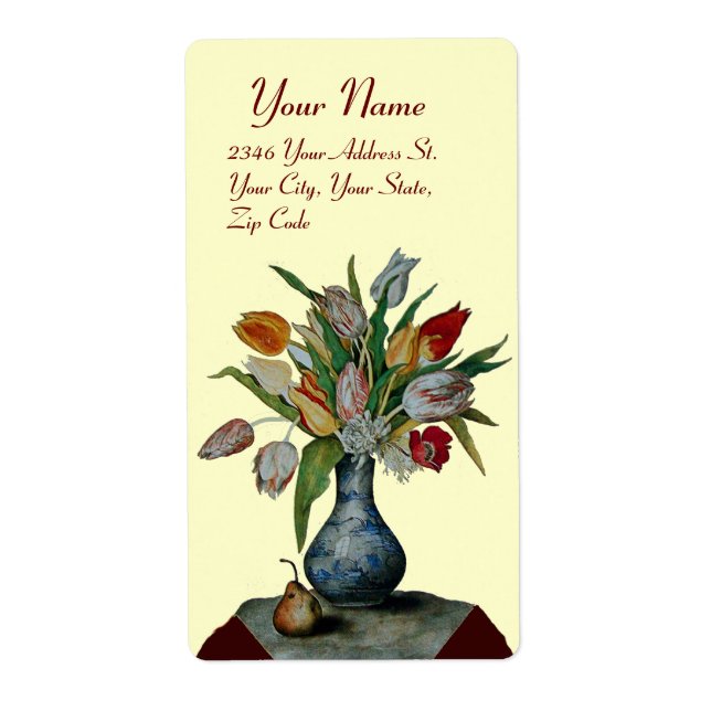 Etiqueta FRUTAS DE TEMPORADA -Crema TULIPS (Frente)