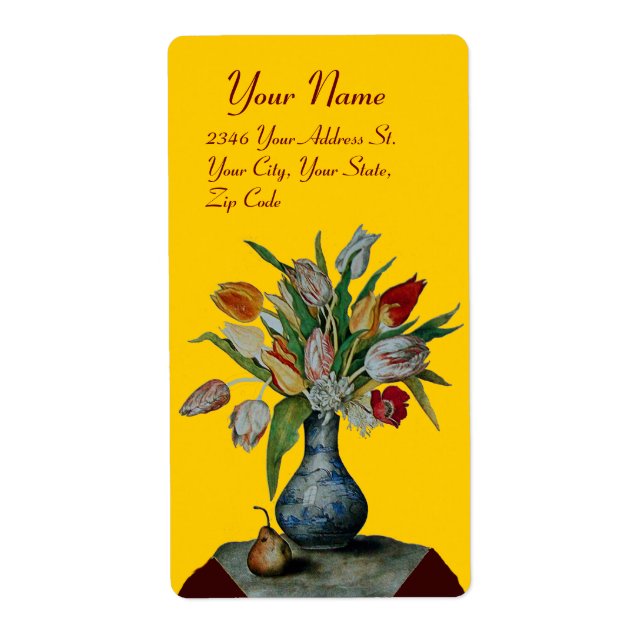 Etiqueta FRUTAS DE TEMPORADA - naranja amarillo TULIPS (Frente)