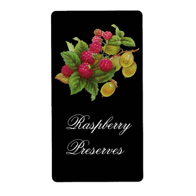 Etiqueta FRUTAS DE TEMPORADA / RASPBERRIES ,Negro (Frente)