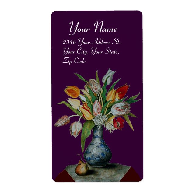 Etiqueta FRUTOS DE TEMPORADA -TULIPS, morado (Frente)