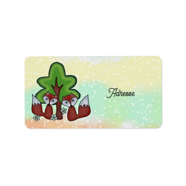 Etiqueta Füchse mit Baum (Frente)