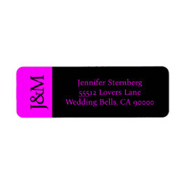 Etiqueta Fuchsia and Black Wedding Return Address Label