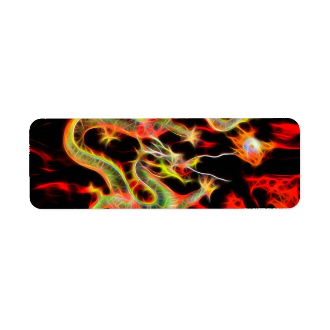 Etiqueta Fuego dragón en energía afortunada (Frente)