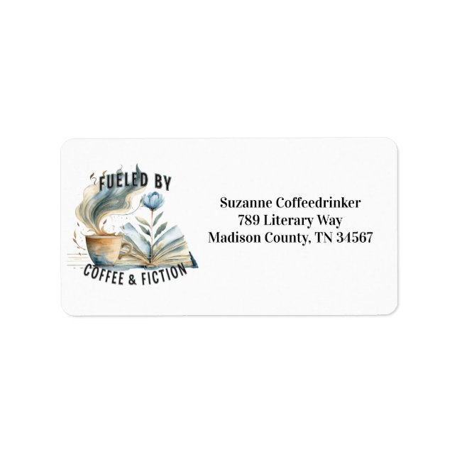 Etiqueta Fueled by Coffee & Fiction Address Labels (Frente)