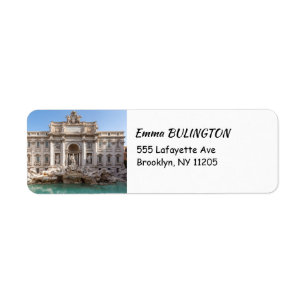 Etiqueta Fuente de Trevi al amanecer - Roma, Italia