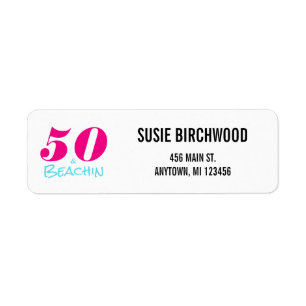 Etiqueta Fun 50 & Beachin Color negro aguamarina caliente