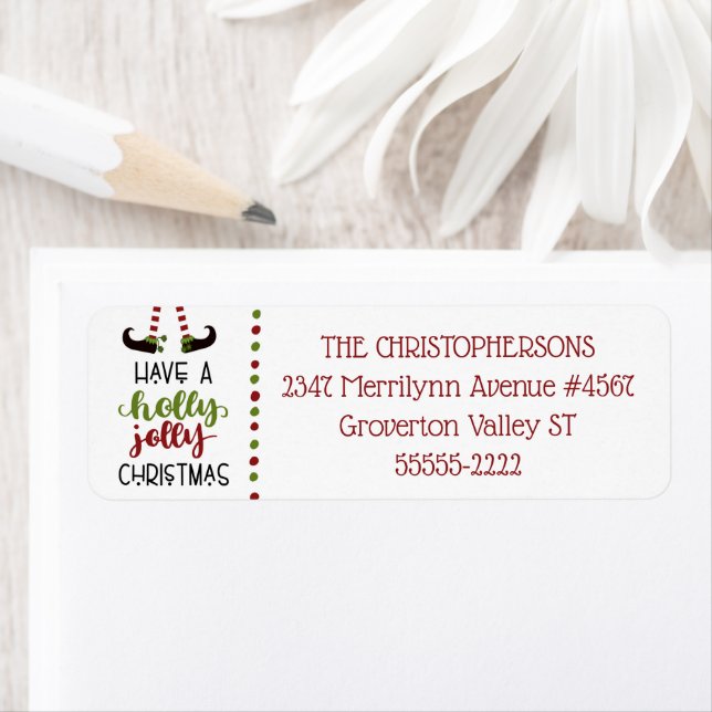 Etiqueta Fun Elf Legs HOLLY JOLLY NAVIDADES (In situ)