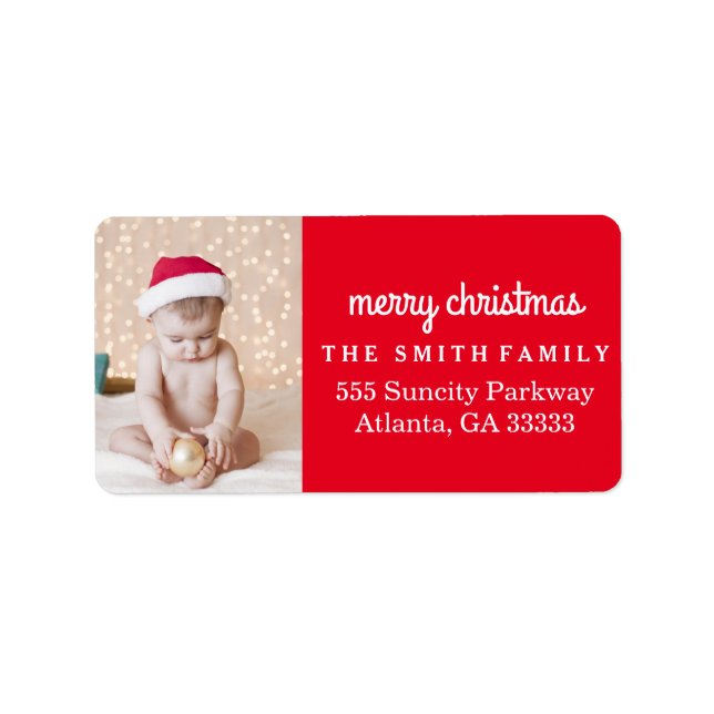 Etiqueta Fun Holiday Photo Red Navidades (Frente)