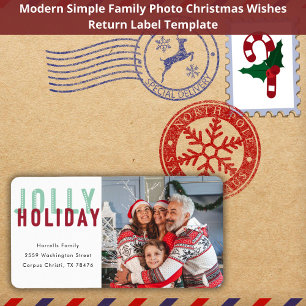 Etiqueta Fun Jolly Holiday Familia Navidades modernos de fo