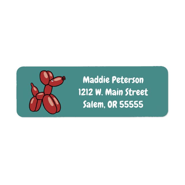Etiqueta Fun red balloon animal dog kids custom design (Frente)