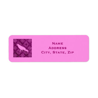 Etiqueta Fundido rosa sobre damasco rosa y morado personali