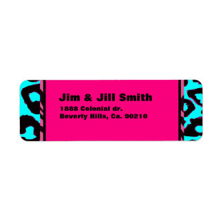 Etiqueta Funky color de Personalizado de cebra de color ros