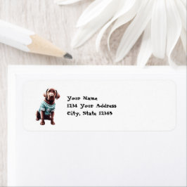 Etiqueta Funny Chocolate Lab en Navidades Dirección sudader