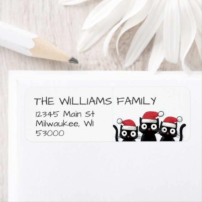 Etiqueta Funny Christmas Cats Holiday (In situ)