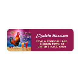 Etiqueta Funny Cocktail de pollo con galloMar de playa trop