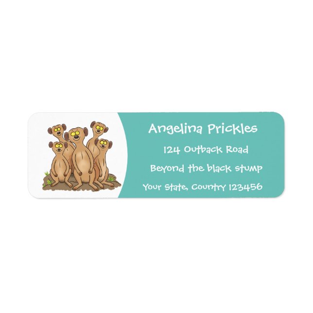 Etiqueta Funny meerkat ilustracion personalizado familiar (Frente)
