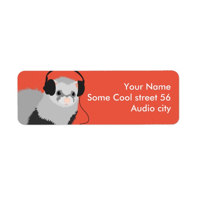 Etiqueta Funny Music Lover Ferret (Frente)