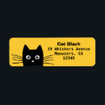 Etiqueta Funny Peeking Black Cat | Dirección de devolución<br><div class="desc">Añade un toque personal divertido a tus cartas para el hogar o el negocio con estas etiquetas de dirección de retorno de gatos negros. Gracioso peleándose con un gato negro con bigotes largos. Fácil personalización para añadir el texto. Visite el mundo Doodle de Jenn para ver más suministros de correo...</div>