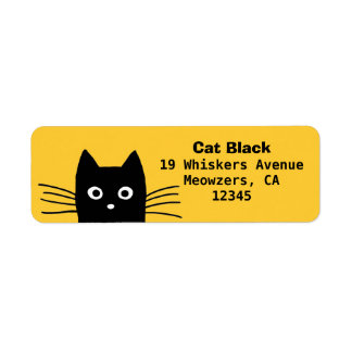 Etiqueta Funny Peeking Black Cat | Dirección de devolución 