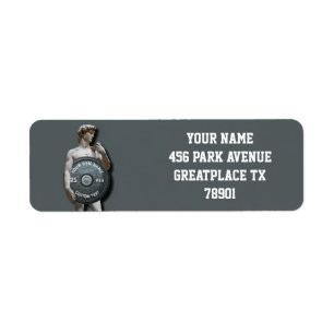 Etiqueta Funny Propietario de Gimnasio Fitness David Holdin