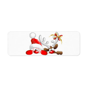 Etiqueta Funny Santa y Personalizado de renos