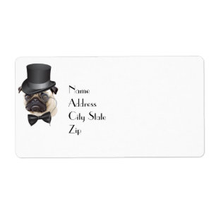 Etiqueta Funny Top Hat Monocle Sir Pug Dog
