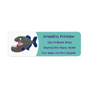 Etiqueta Furioso ilustracion personalizado de piranha
