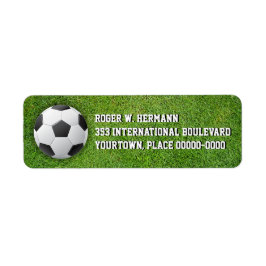 Etiqueta Fútbol de fútbol en la hierba