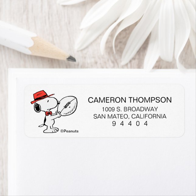 Etiqueta Fútbol deportivo Snoopy Varsity (In situ)