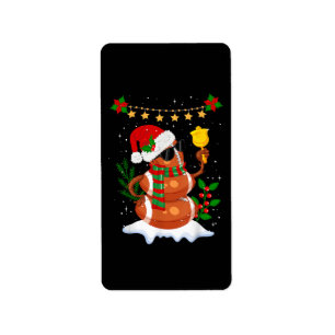 Etiqueta Fútbol Snowman Santa Hat Feliz Navidad