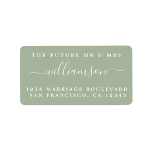 Etiqueta Future Mr Mrs Laurel Green Wedding Return Address