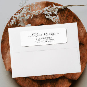 Etiqueta Futuro blanco negro Sr. y Sra. Boda Return