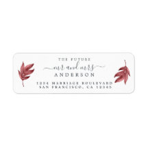 Futuro Sr. Burgundy Leaf Boda Return Address