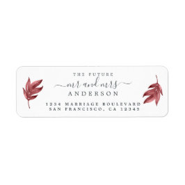 Etiqueta Futuro Sr. Burgundy Leaf Boda Return Address