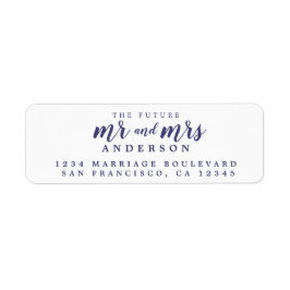 Etiqueta Futuro Sr. Navy Blue Script Return Address