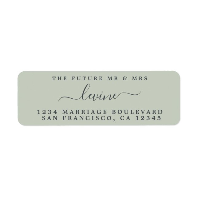 Etiqueta Futuro Sr. Pastel Green Boda Dirección de Retorno (Frente)