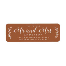 Etiqueta Futuro Sr. Script TerraCotta Dirección de devoluci