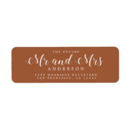 Etiqueta Futuro Sr. Script TerraCotta Dirección de devoluci