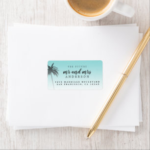 Etiqueta Futuro Sr. Sra. Blue Beach Wedding Return Address