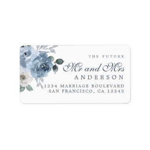 Etiqueta Futuro Sr. Sra. Blue Ivory Floral Return Addres La
