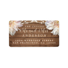 Etiqueta Futuro Sr. Sra. Floral Wood Lights Dirección Boda 