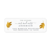 Futuro Sr. Sra. Gold Leaf Boda Return Address