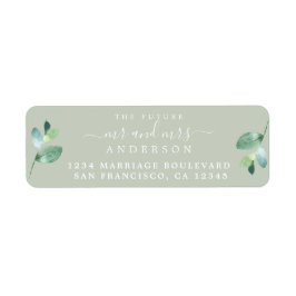 Etiqueta Futuro Sr. Sra. Green Foliage Boda Return Address