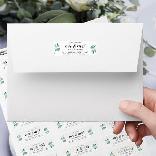 Etiqueta Futuro Sr. Sra. Green Foliage Boda Return Address