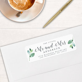 Etiqueta Futuro Sr. Sra. Green Foliage Boda Return Address